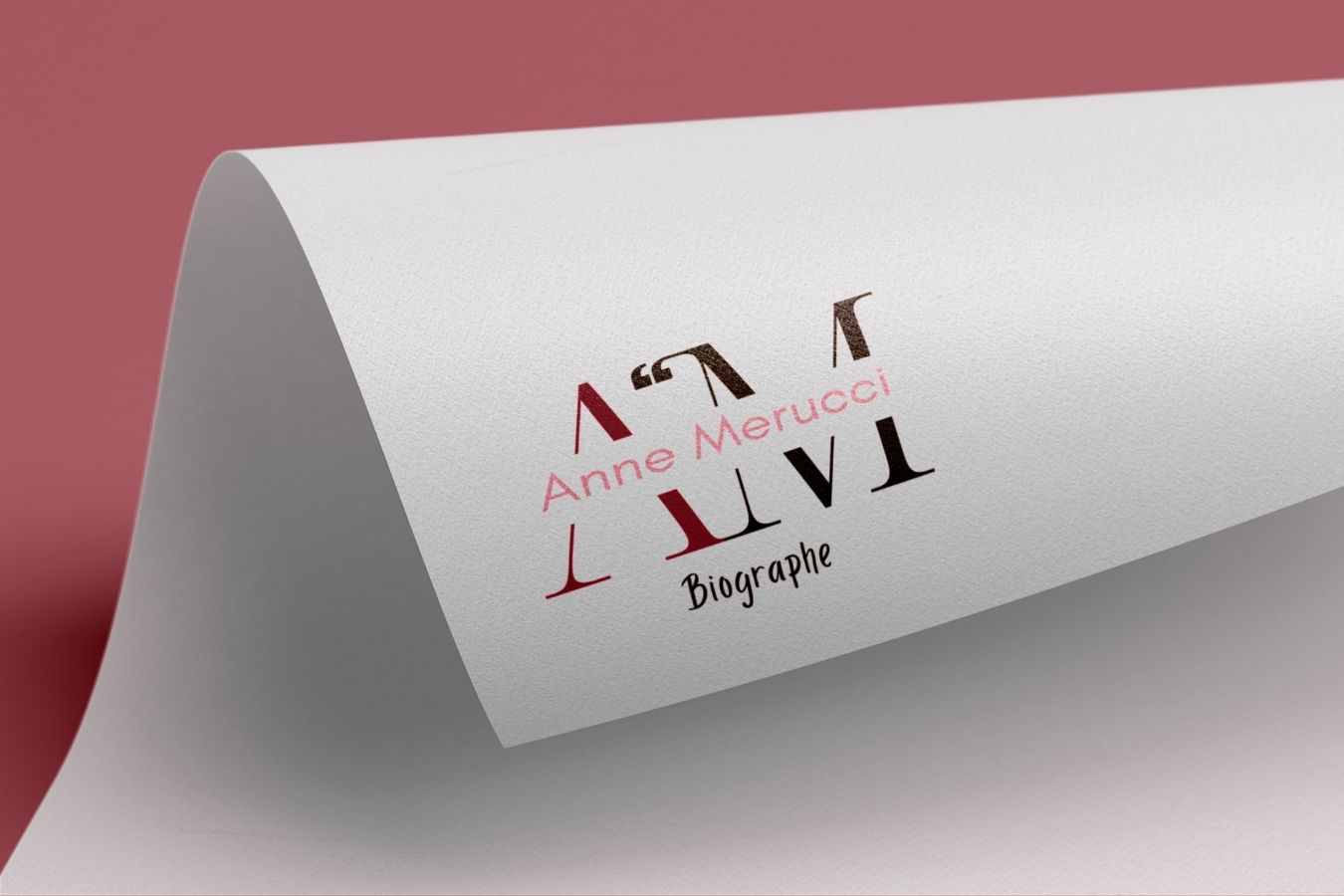 Logo d'Anne Merucci, Biographe privée, imprimé avec finesse sur un papier entête de qualité.