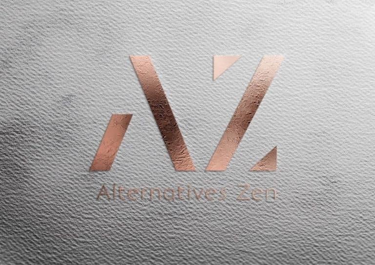 Logo Alternatives Zen bronze sur papier texturé blanc