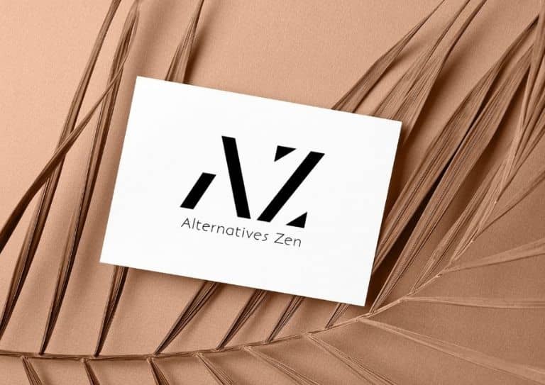 Logo Alternatives Zen noir sur une carte de visite blanche